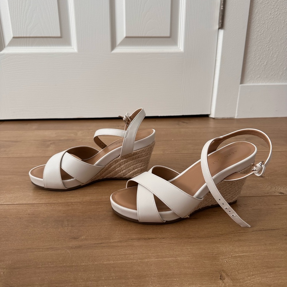 Aerosoles White Wedge Sandals